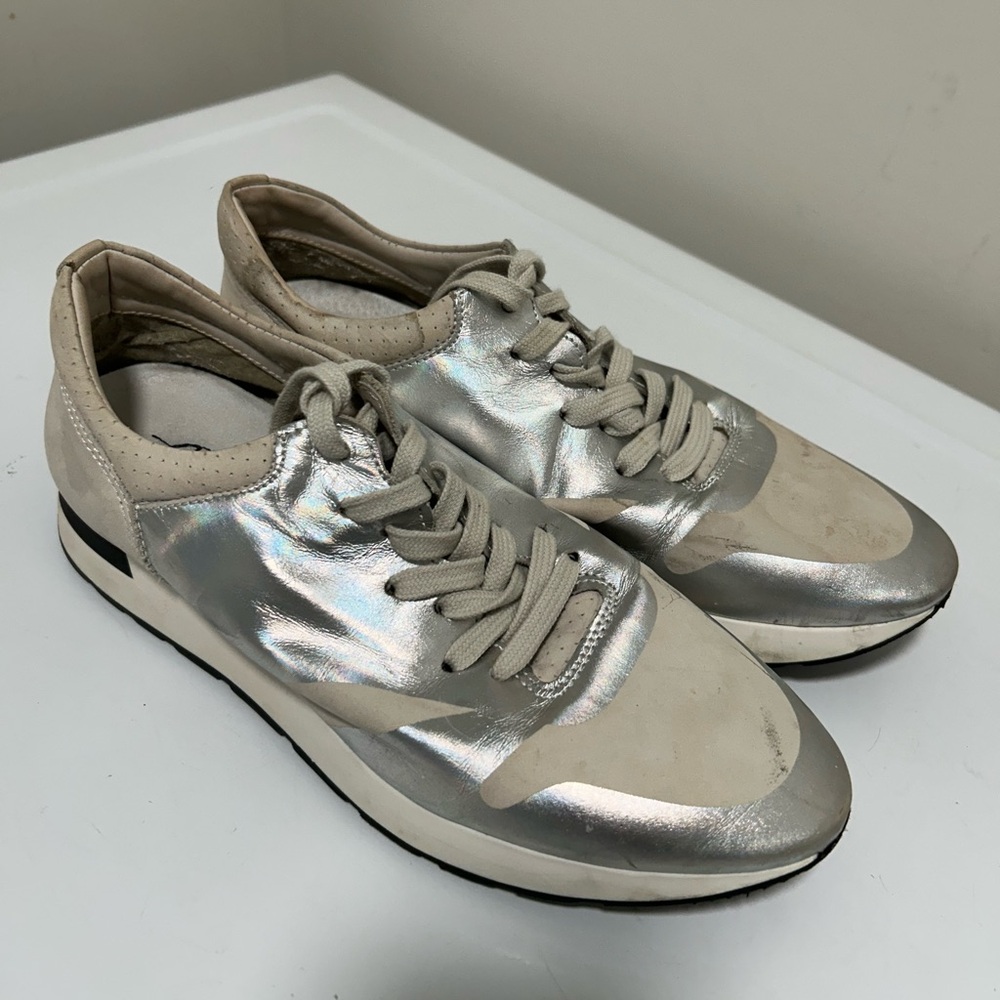 Free People Kick It Silver Metallic Sneaker Size 8.5 - 9 US 39 EU